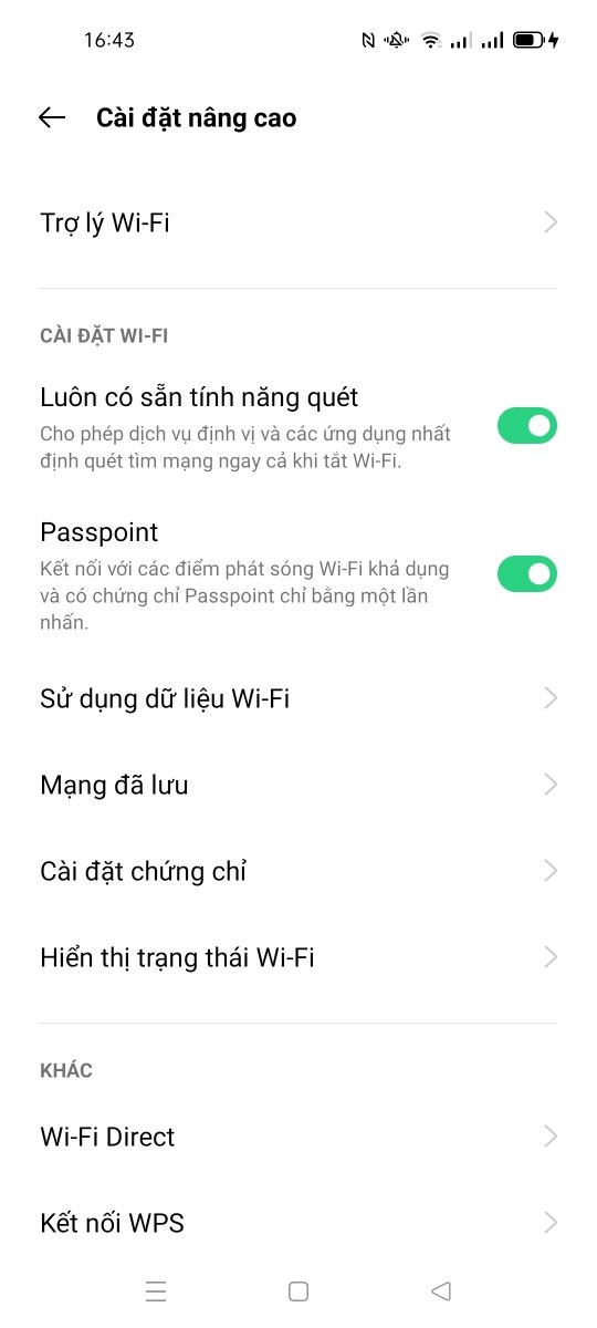 Bật Wi-Fi Passpoint trên OPPO Reno5 5G