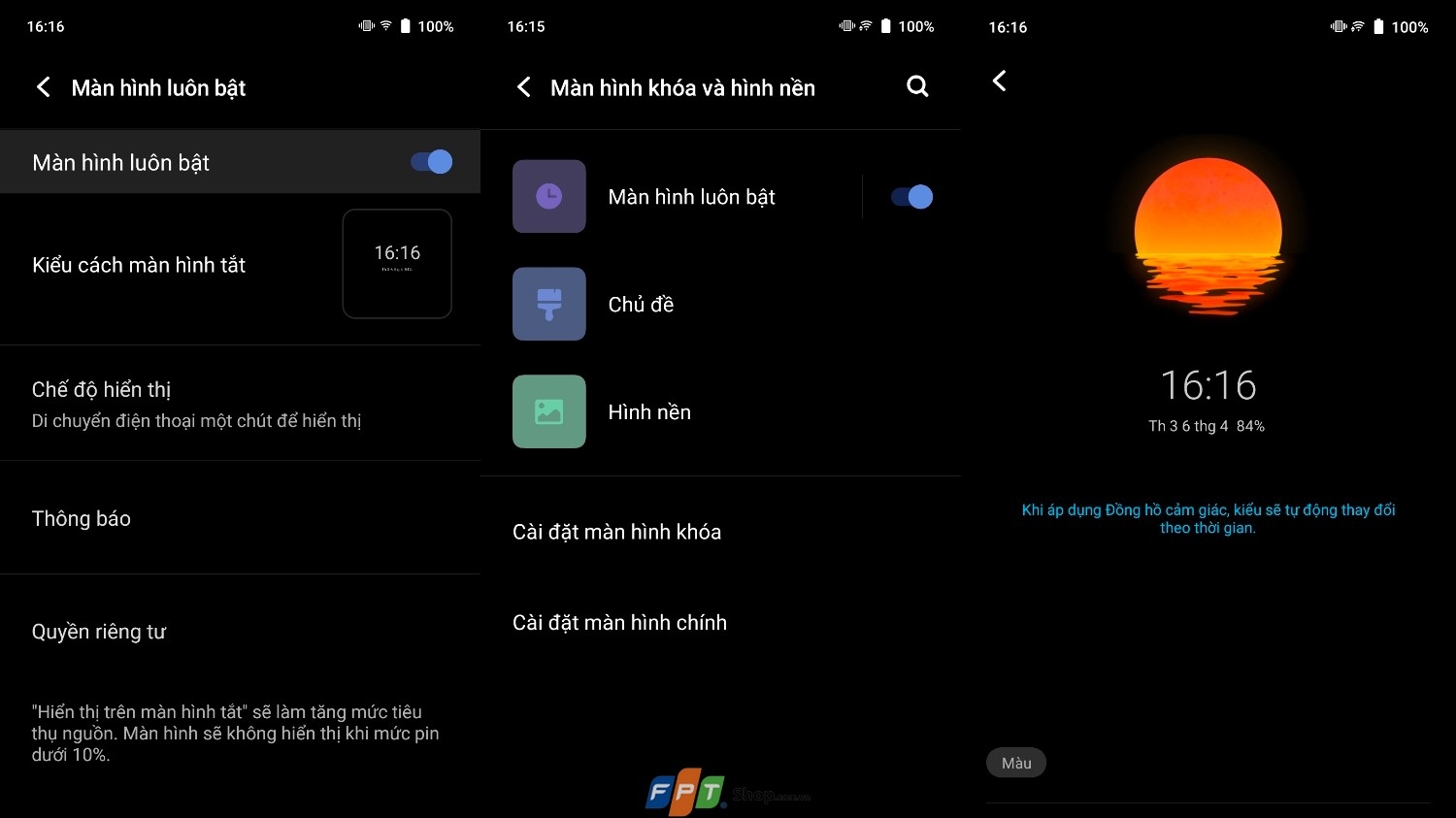 Tính năng màn hình luôn bật trên X60 Pro