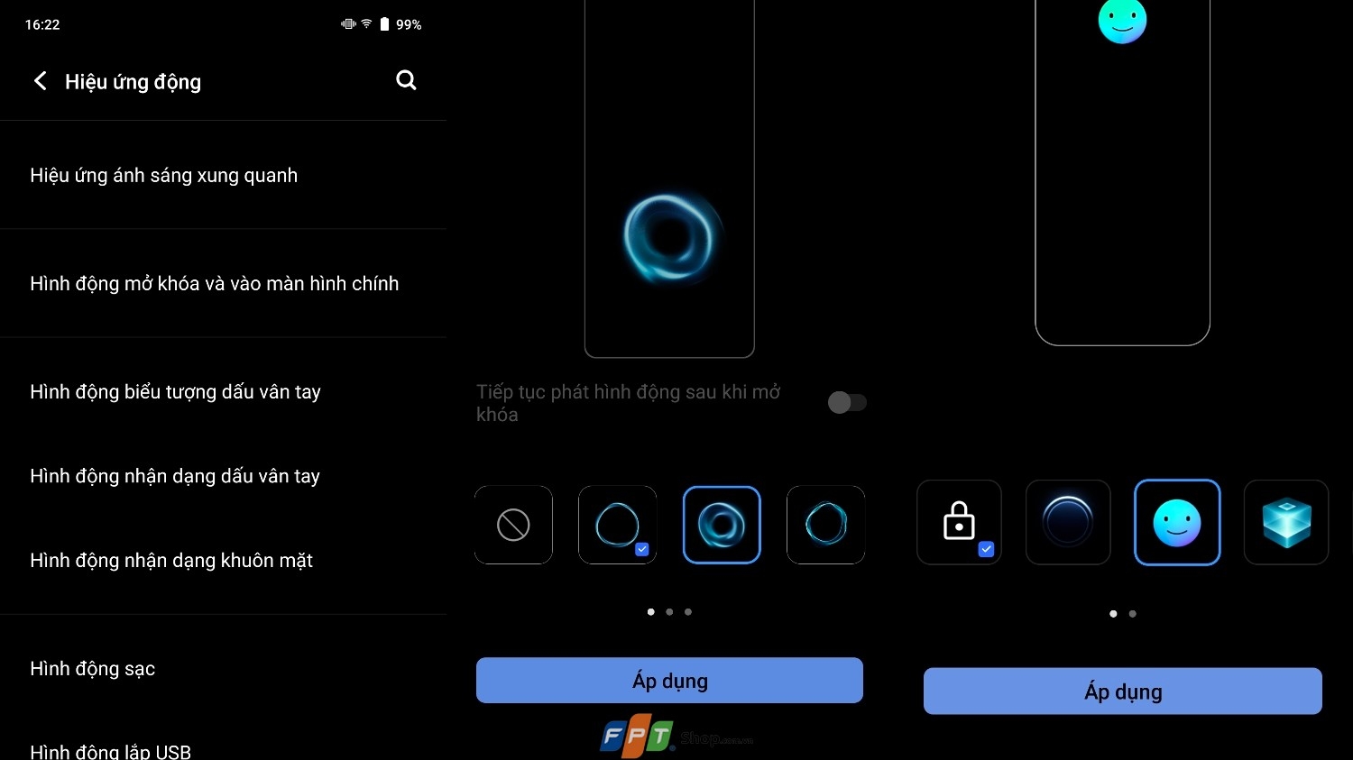 Hiệu ứng động trên vivo X60 Pro
