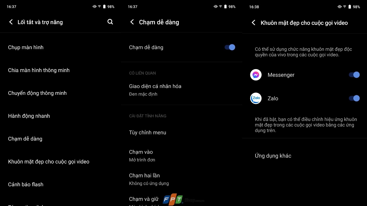 Lối tắt thông minh trên vivo X60 Pro