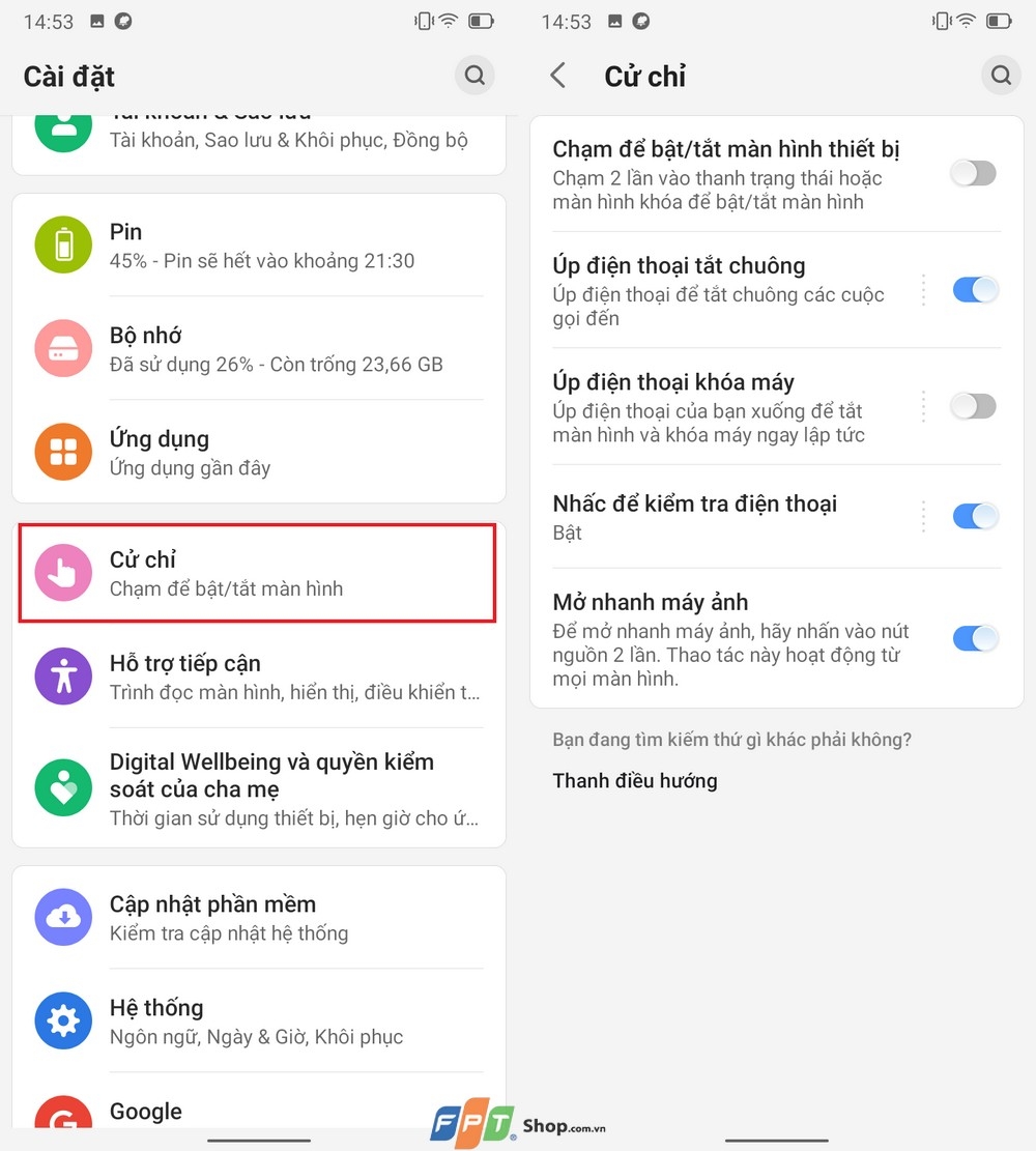 Cử chỉ thông minh trên Vsmart Star 5