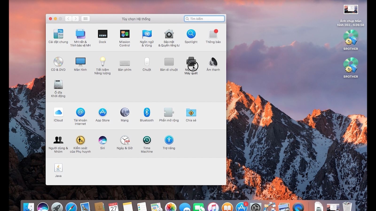 Máy in Brother trên macOS
