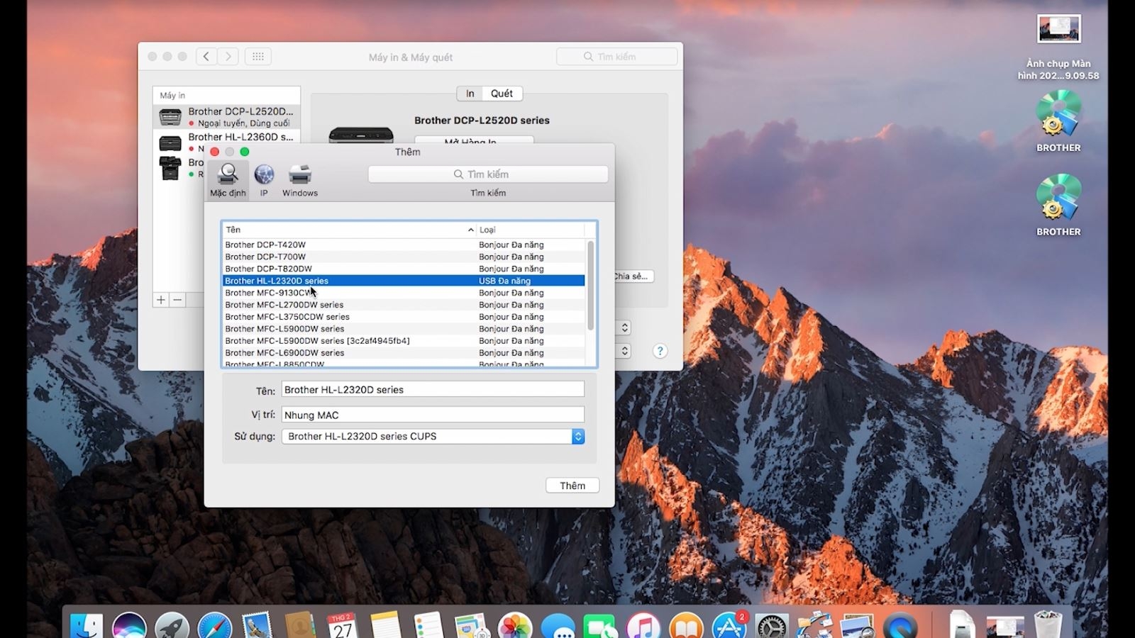 Máy in Brother laser HL-L2321D macOS