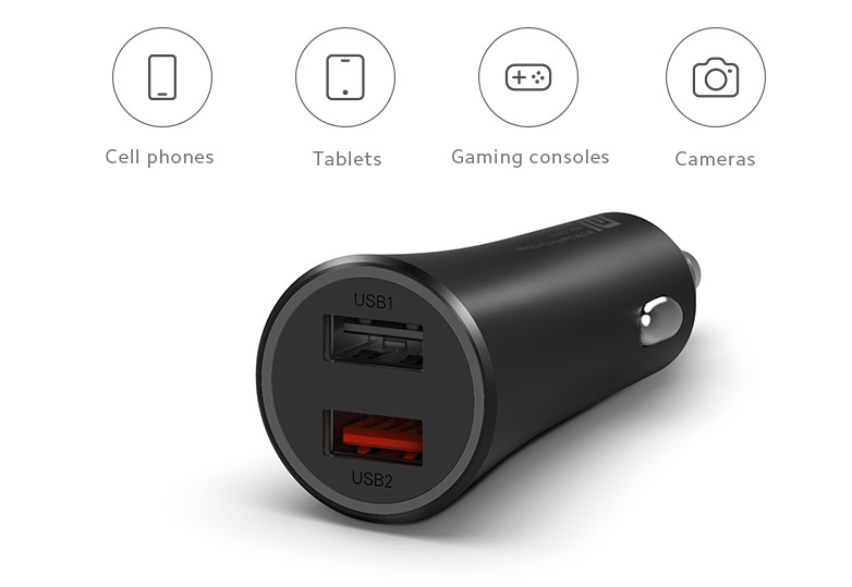 Tẩu sạc trên xe hơi 2 cổng ra Xiaomi Mi 37W Dual-Port Car Charger có thể sạc cho đa dạng các thoại thiết bị khác nhau