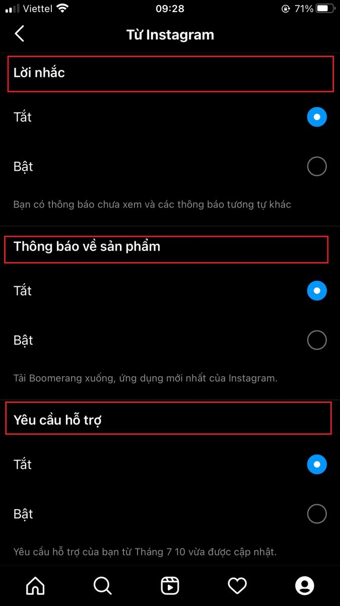 Tắt thông báo lời nhắc, thông báo về sản phẩm của Instagram - ảnh 2