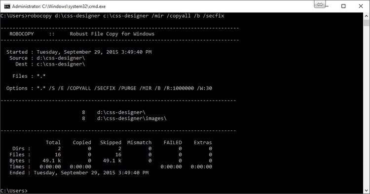 Sử dụng Robocopy để sao chép dữ liệu