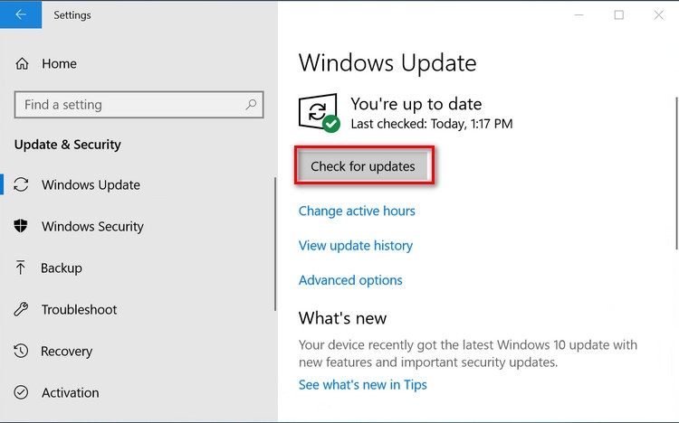 Cách 2: Cập nhật Windows