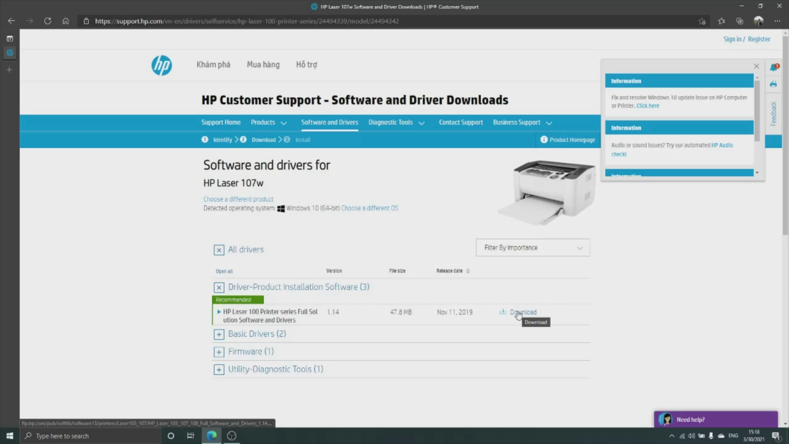 Tải driver máy in HP