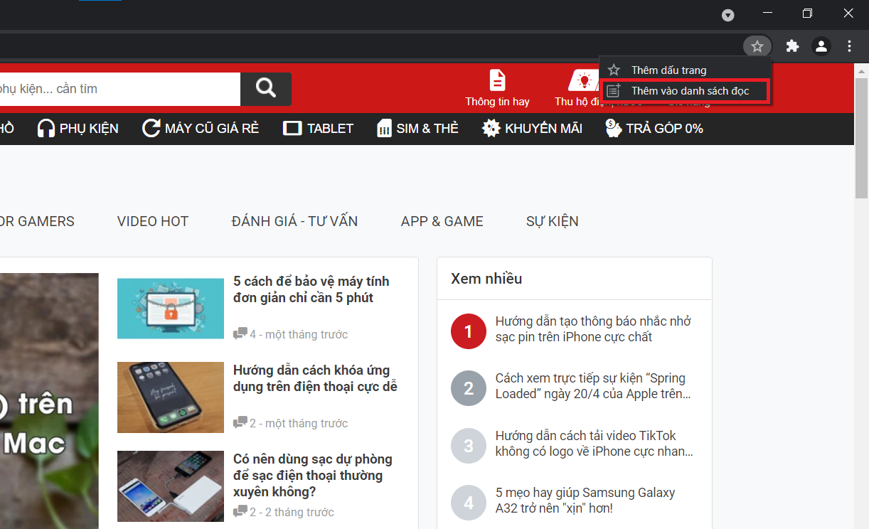 Hướng dẫn cách sử dụng tính năng Reading list trên Chrome máy tính - Bước 4