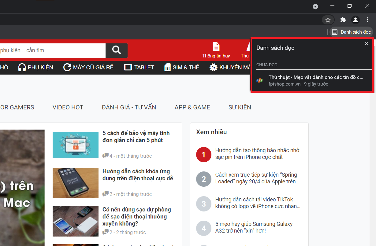Hướng dẫn cách sử dụng tính năng Reading list trên Chrome máy tính - Bước 5