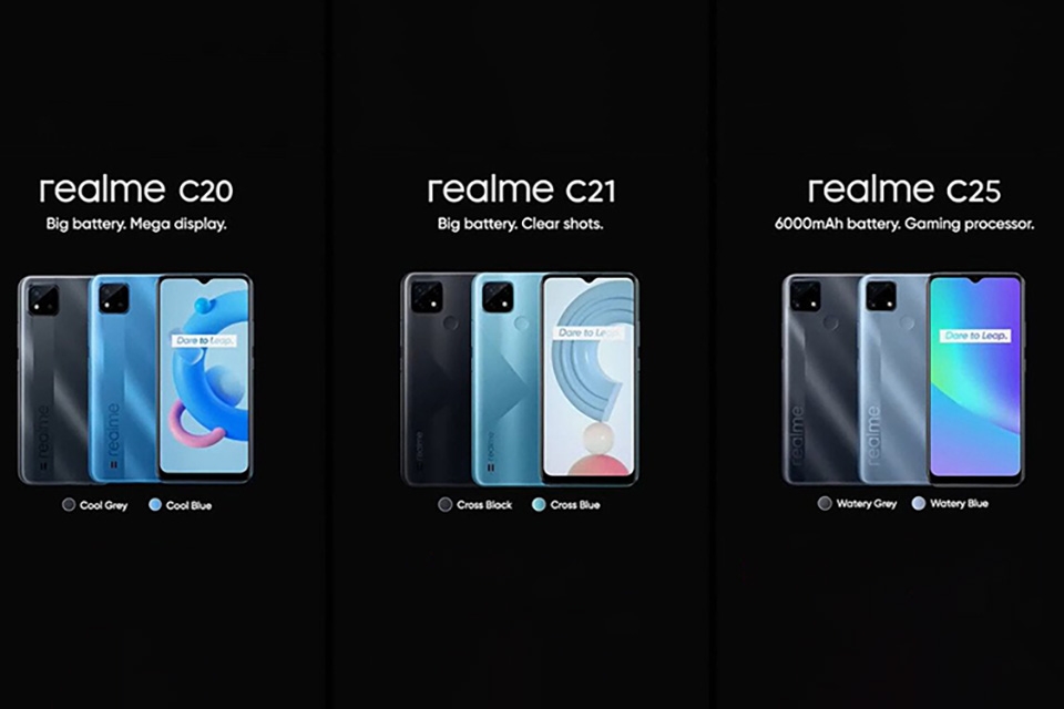 So sánh Realme C20 với Realme C21 và Realme C25