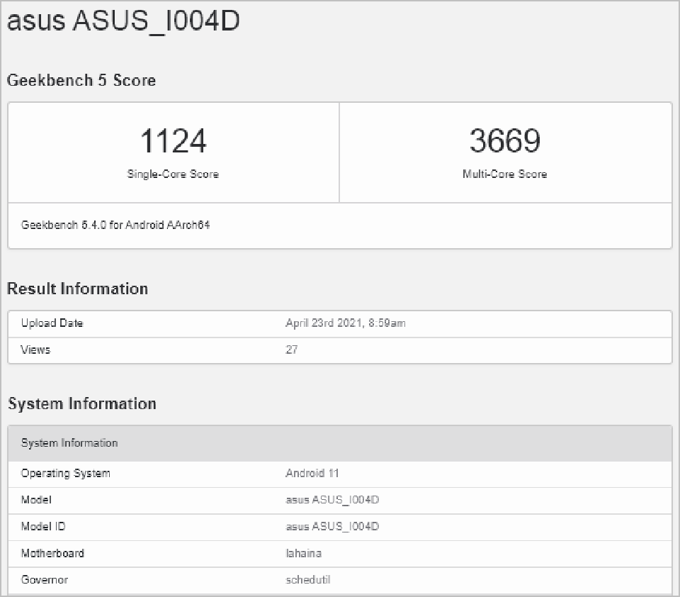 ASUS ZenFone 8 xuất hiện trên Geekbench (ảnh 1)