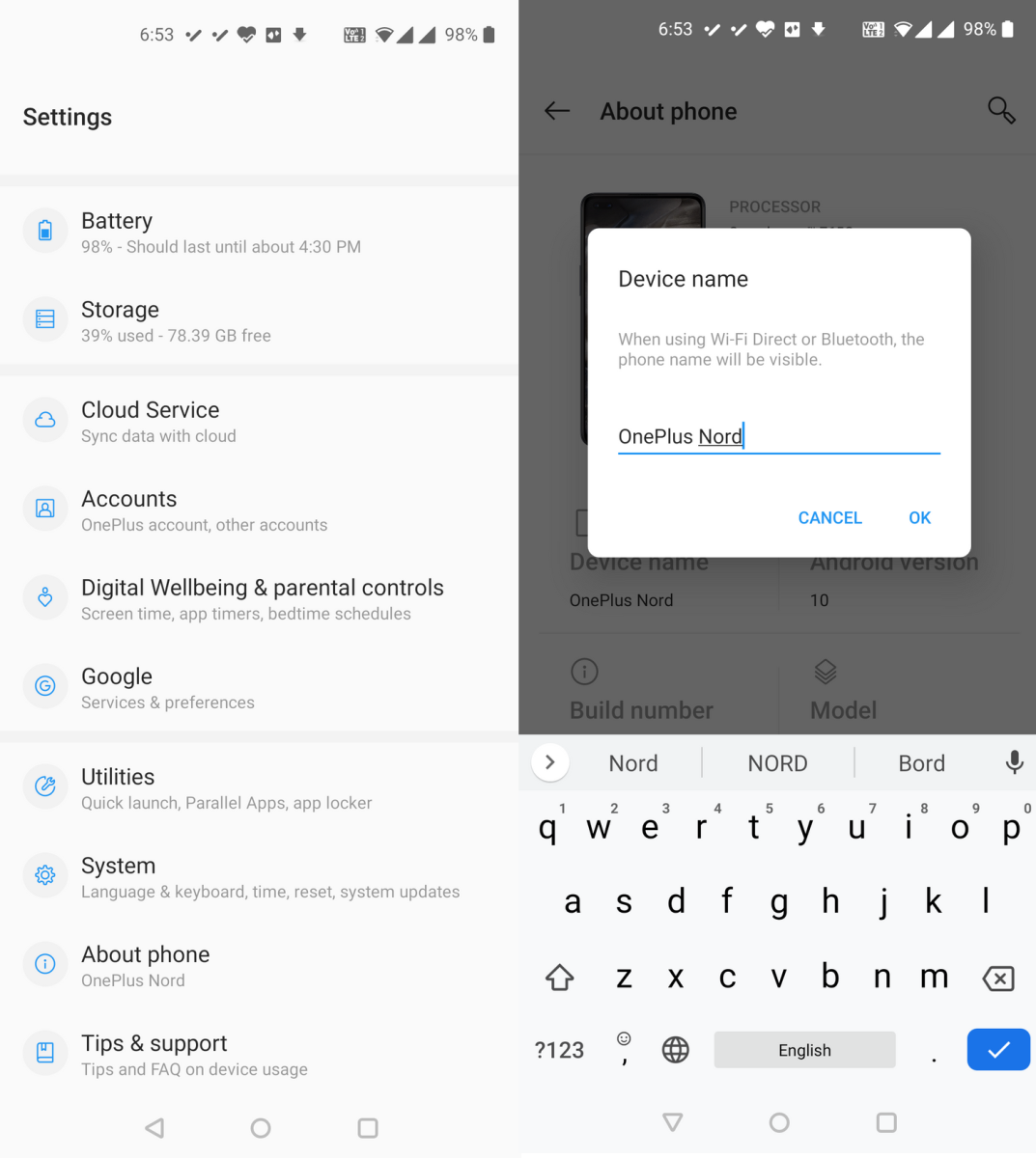 Đổi tên thiết bị Android
