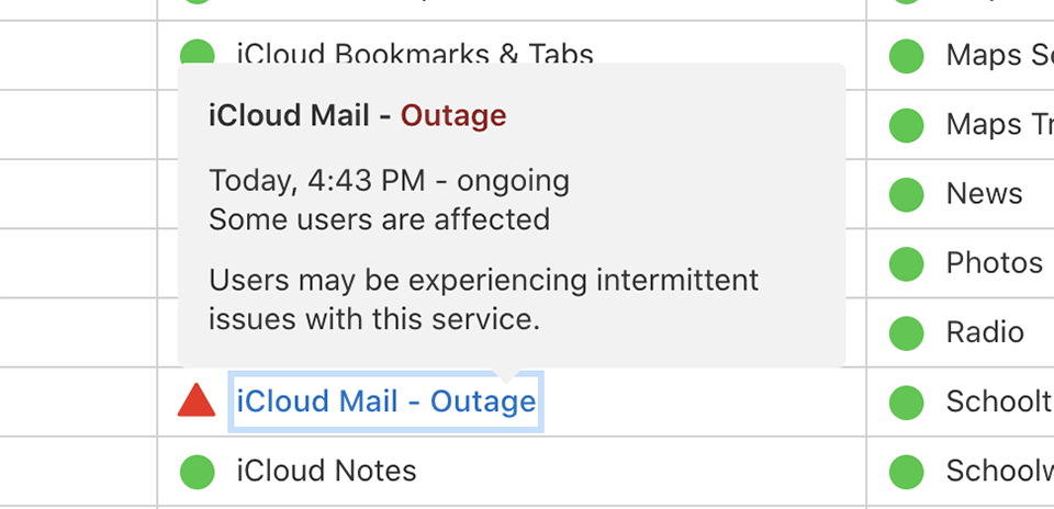 iCloud Mail của Apple gặp sự cố, ngừng hoạt động trên diện rộng