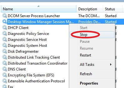 Tắt Desktop Window Manager