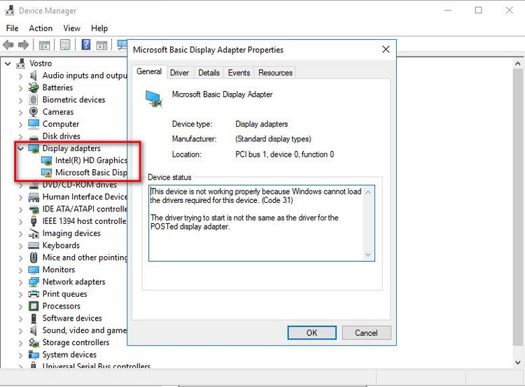 Gỡ drvier màn hình hiện tại - Bước 1