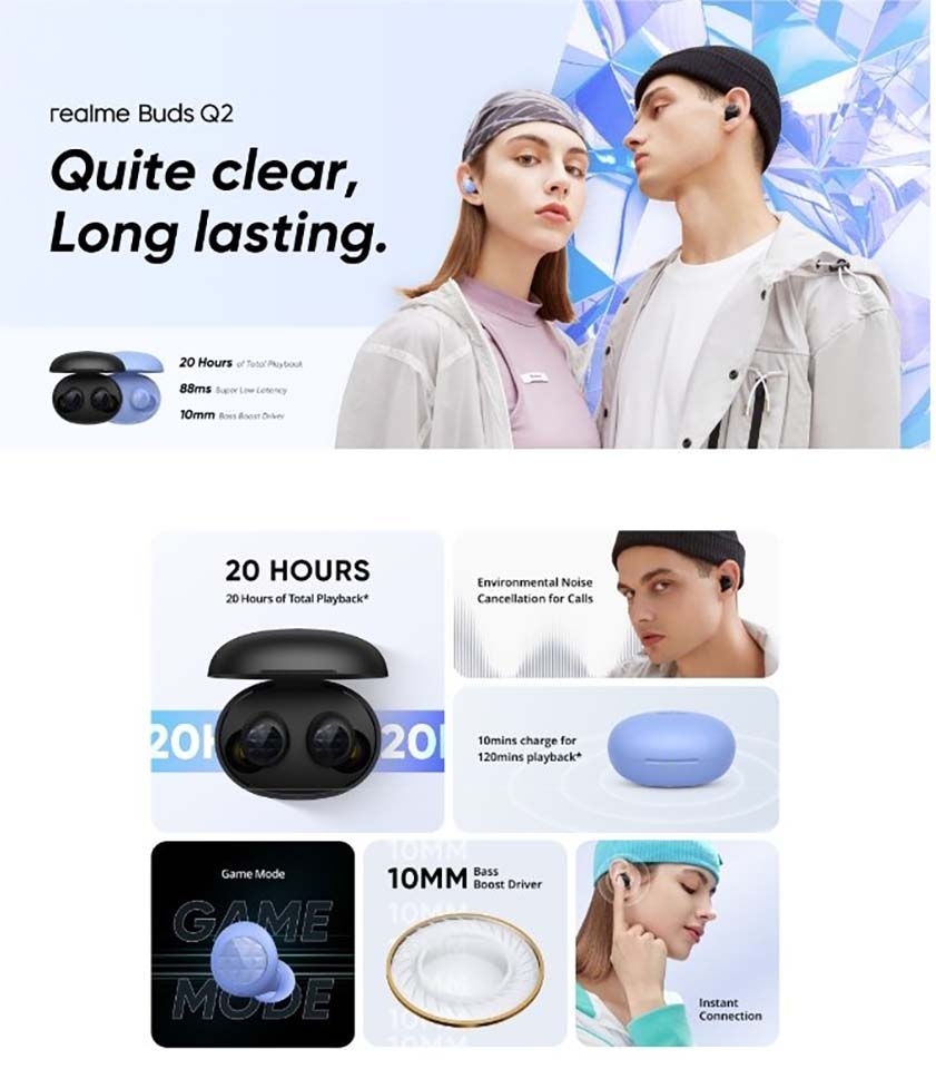 Realme Buds Q2 ra mắt (ảnh 3) Realme Buds Q2 ra mắt (ảnh 3)
