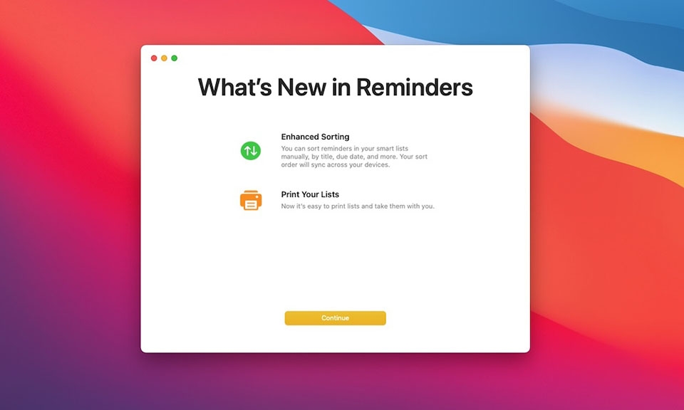 Các tính năng mới cho ứng dụng Reminders