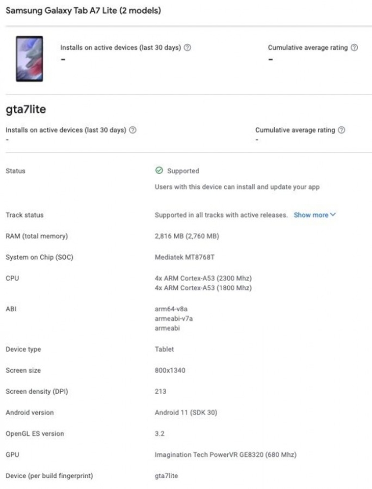 Thông tin Galaxy Tab A7 Lite (ảnh 2)