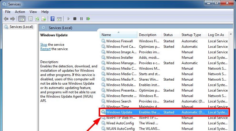 Khởi động lại dịch vụ Windows Update - 1