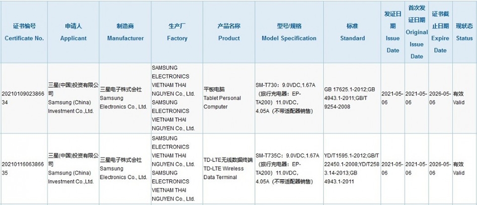 Galaxy Tab S7 Lite đạt chứng nhận 3C
