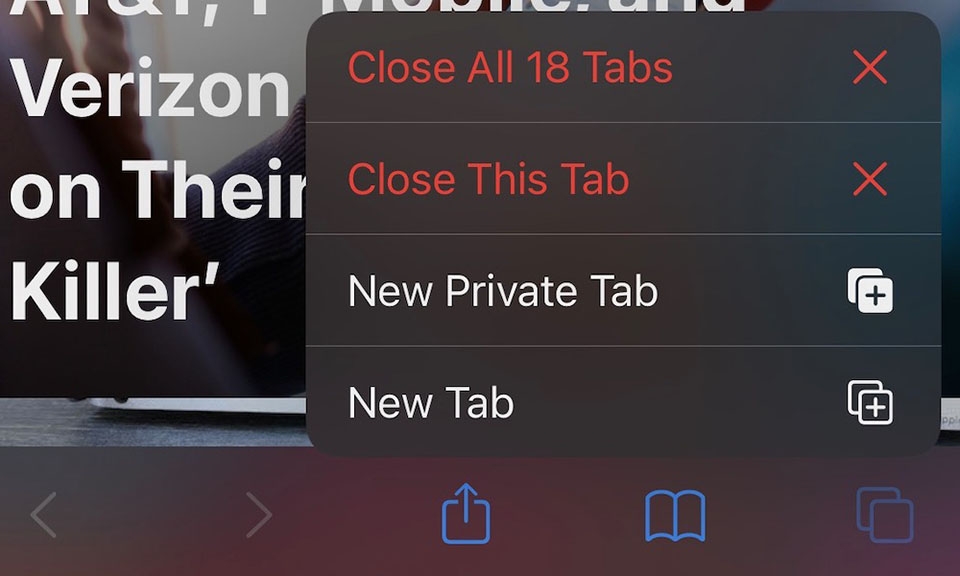 Đóng tất cả các tab cùng một lúc