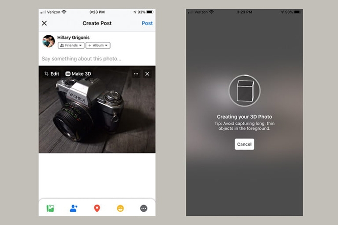 chụp ảnh 3D trên facebook