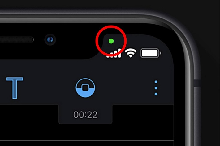 iOS 14 gọi điện có chấm cam, chấm xanh