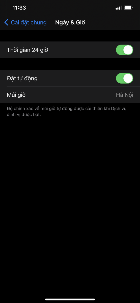 Chỉnh giờ hệ thống iPhone