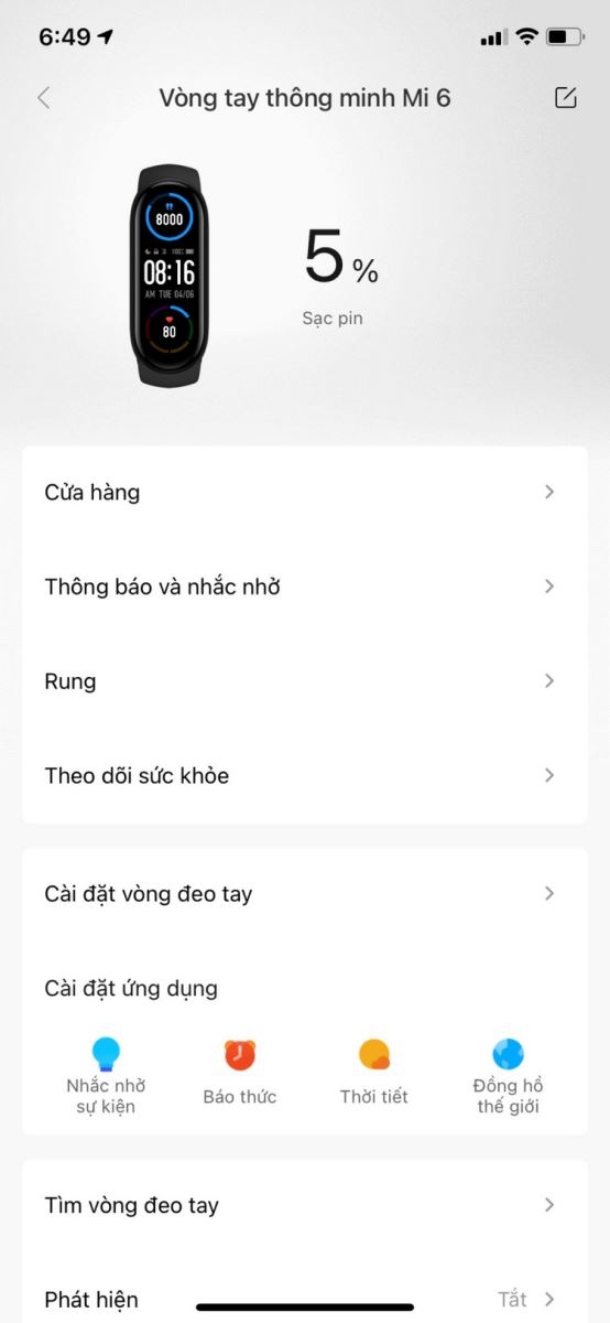 Tab quản lý Mi Band 6 cung cấp rất nhiều thông tin và rất trực quan, sinh động