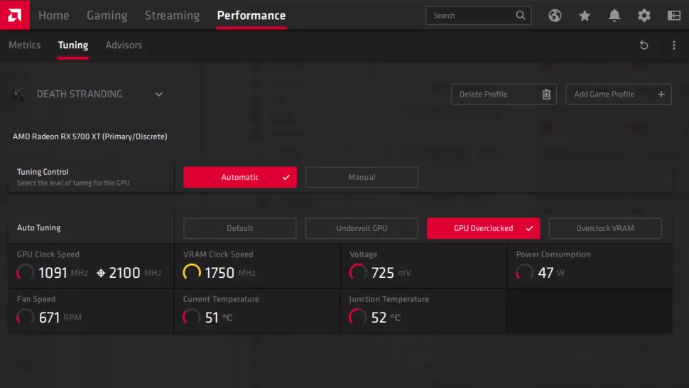Ép xung AMD Radeon Settings