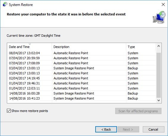 Chạy khôi phục hệ thống