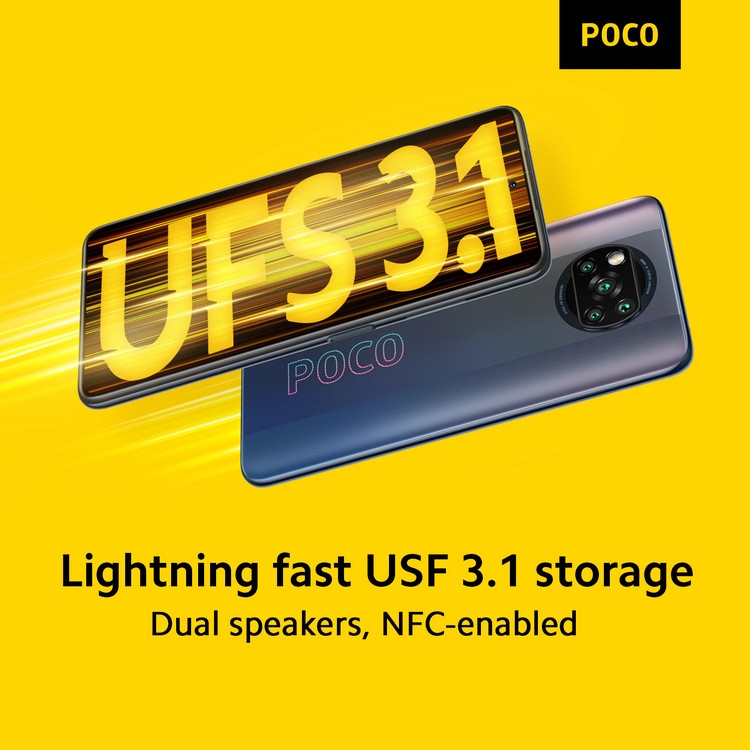 POCO X3 Pro được trang bị bộ nhớ UFS 3.1 cho tốc độ truy xuất dữ liệu nhanh