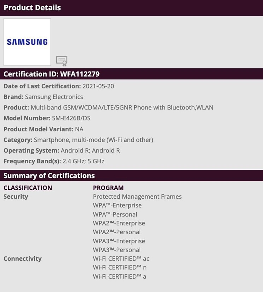 Galaxy F42 5G đạt chứng nhận Wi-Fi Alliance Galaxy F42 5G đạt chứng nhận Wi-Fi Alliance