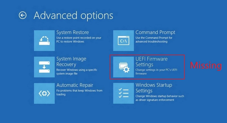 Cách sửa lỗi cài đặt UEFI Firmware Settings bị thiếu trong Windows 10