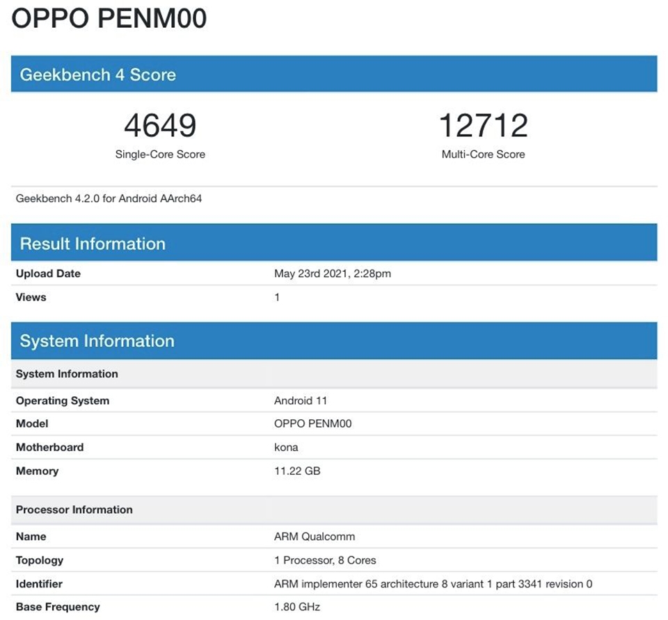 OPPO Reno6 Pro+ 5G xuất hiện trên Geekbench (ảnh 1) OPPO Reno6 Pro+ 5G xuất hiện trên Geekbench (ảnh 1)
