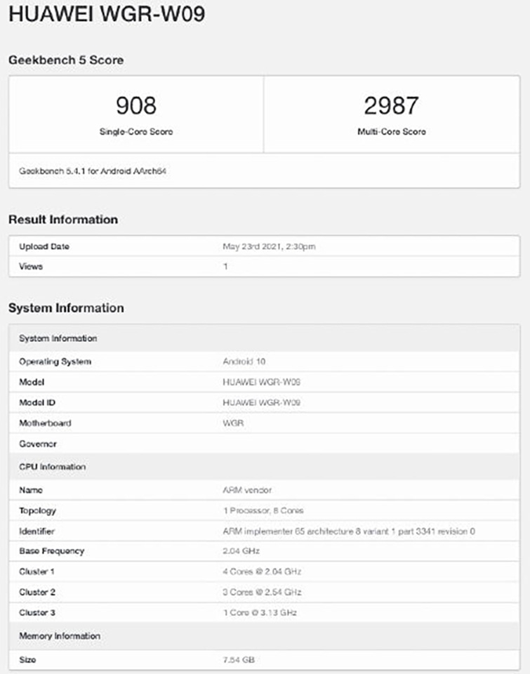 Huawei MatePad Pro 2 lộ cấu hình trên Geekbench