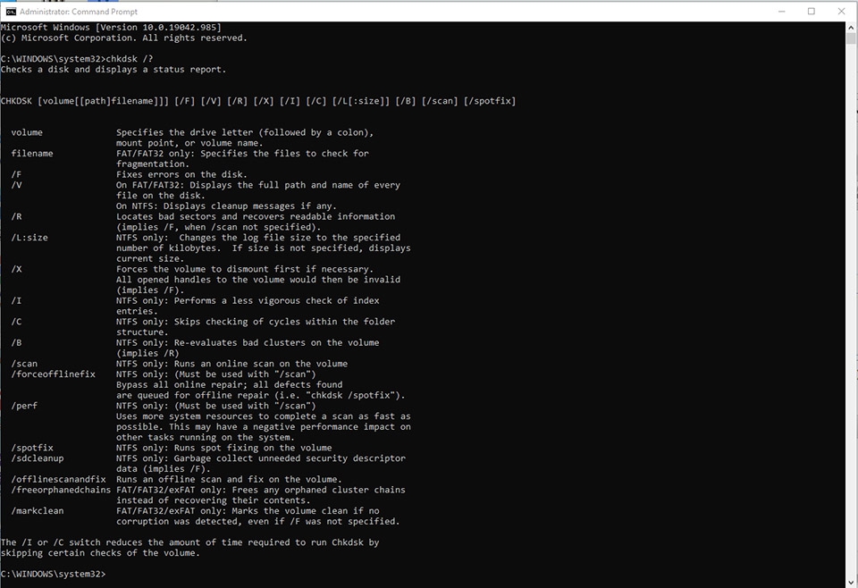 Lệnh Chkdsk Lệnh Chkdsk