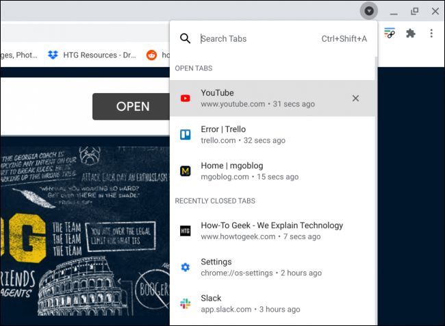 Tab Search Chrome 91