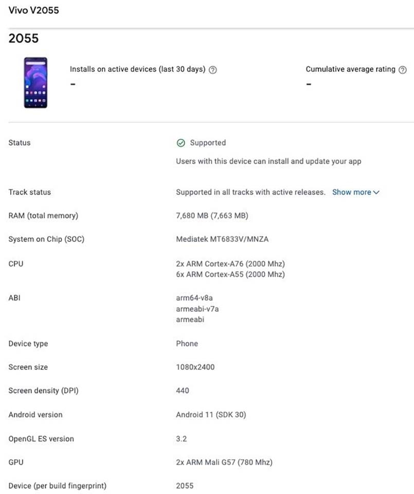 Rò rỉ thông tin Vivo V21e 5G (ảnh 1)