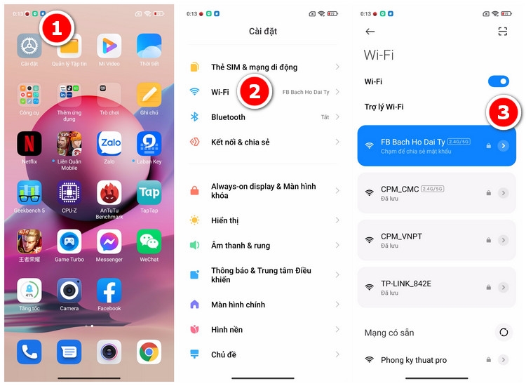Vào kiểm tra thông số mạng Wi-Fi trên Redmi Note 10S