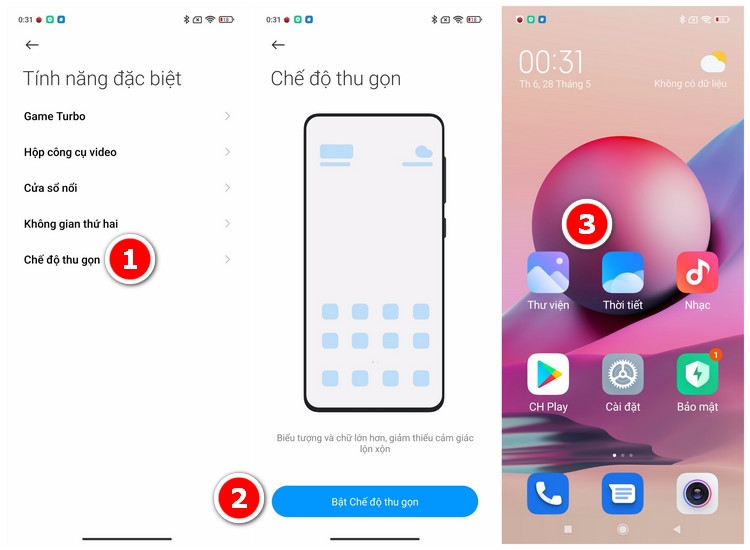 Bật chế độ thu gọn trên Redmi Note 10S
