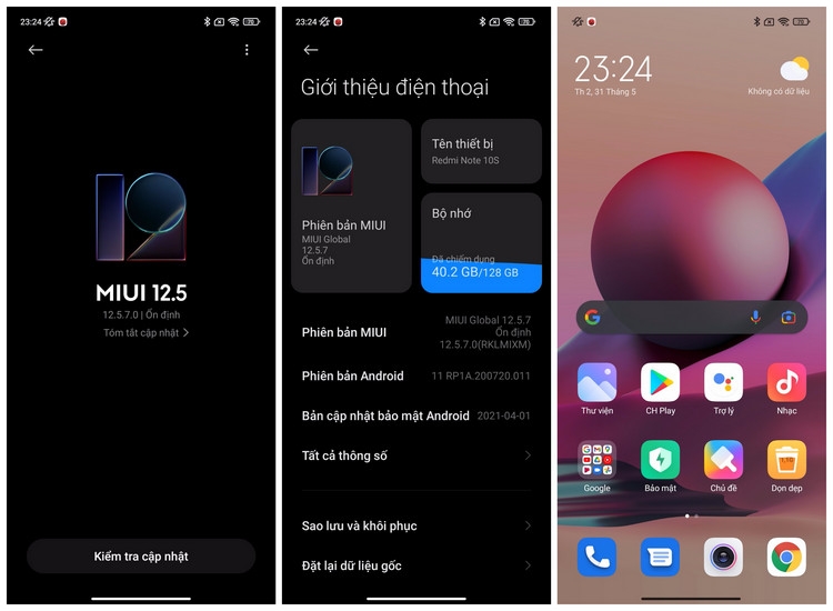 Redmi Note 10S được trang bị MIUI 12.5 mới nhất