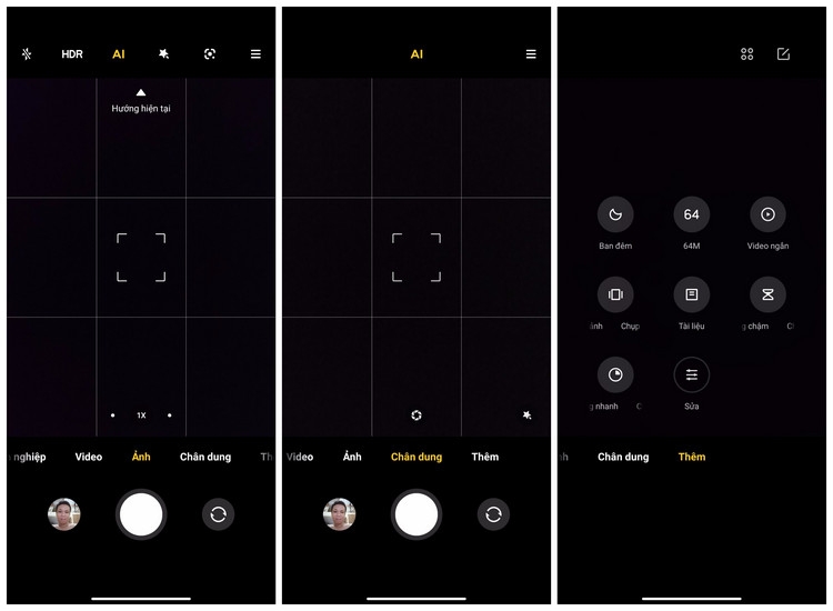 Giao diện tính năng camera trên Redmi Note 10S