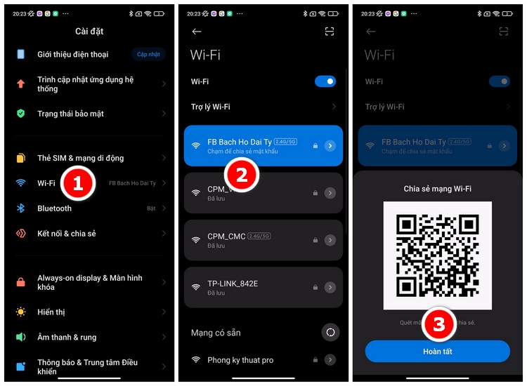 Chia sẻ Wi-Fi dễ dàng trên Redmi Note 10S