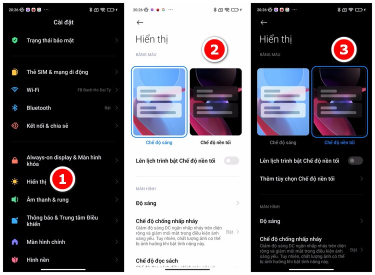 Cài đặt chế độ nền tối trên Redmi Note 10S