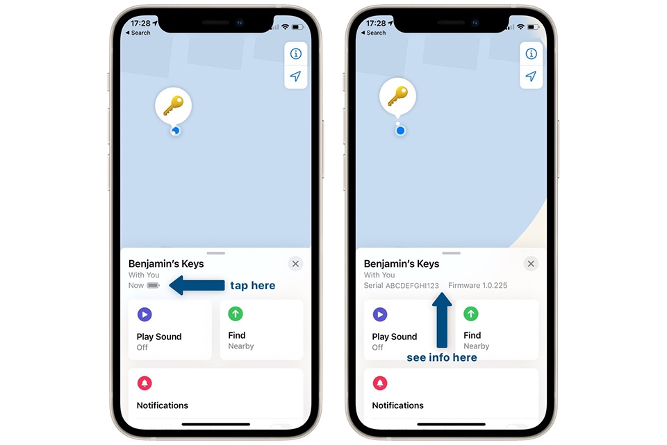 AirTag nhận phần mềm mới