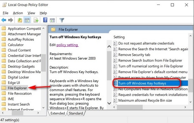 Bật Windows 10 Key Hotkeys