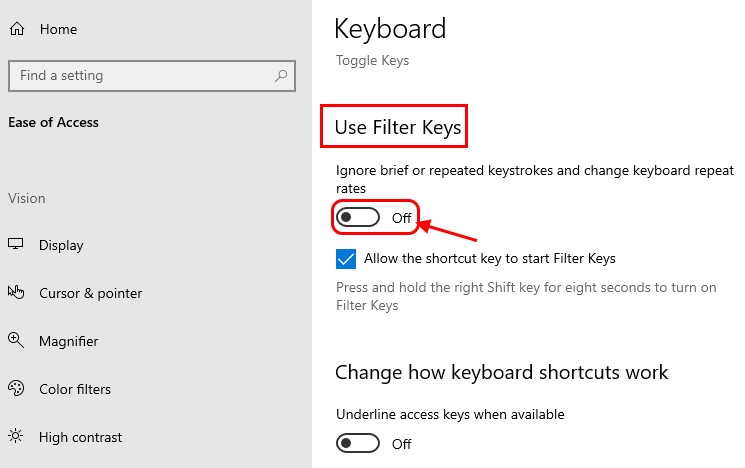 Kích hoạt tính năng Sticky Keys
