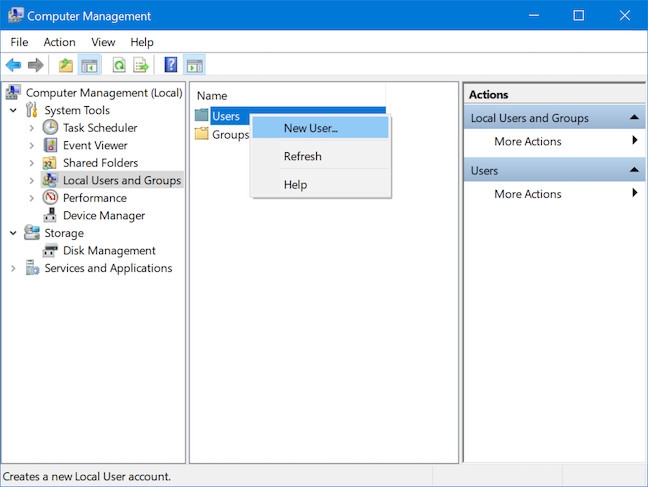 Tạo tài khoản người dùng cục bộ bằng Computer Management (1)